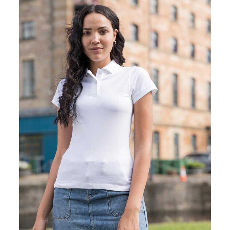 The 100 girlie polo - Heather Grey XS